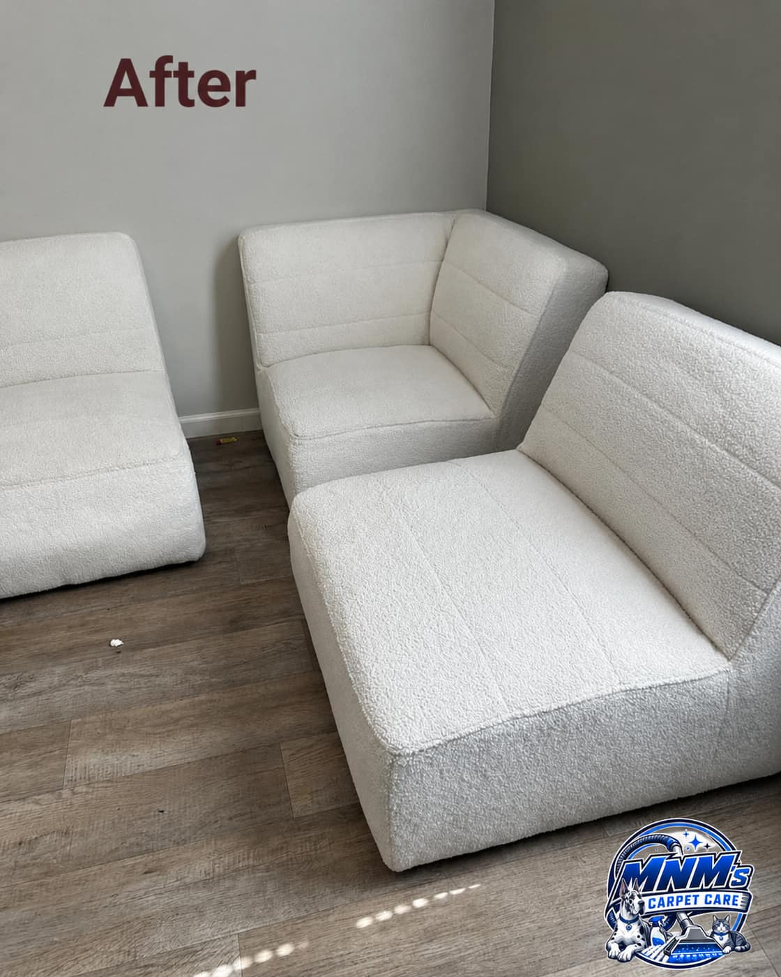 Clean sectional sofa after upholstery cleaning